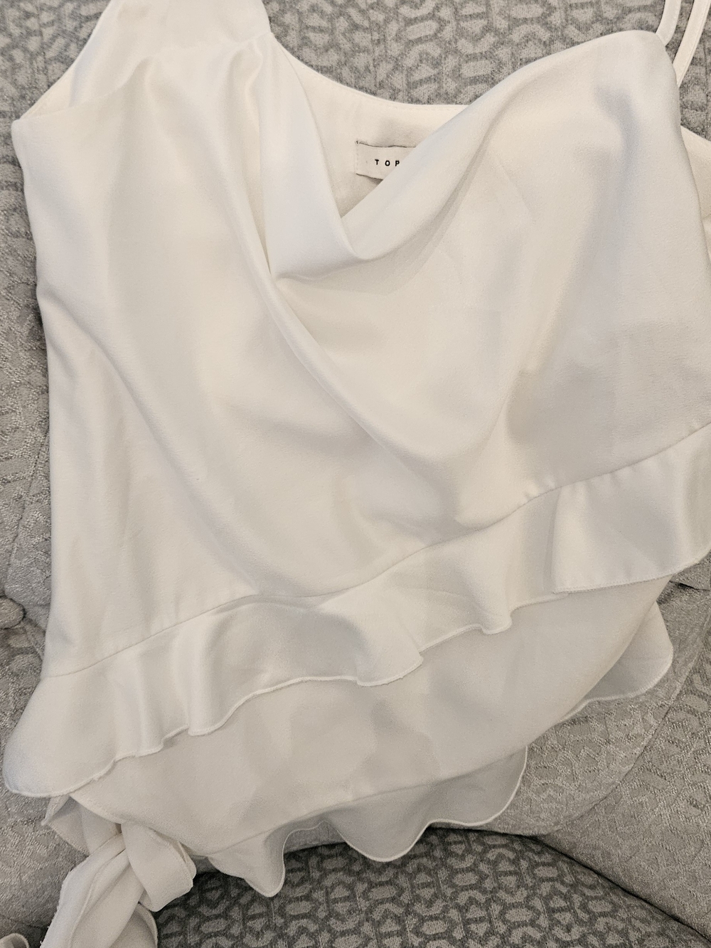 Topshop White Draped Ruffle Camisole